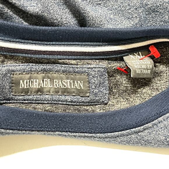 Michael Bastian Shirt Men XXL Blue Long Sleeve Pocket Crew Neck Minimalist FLAW - Picture 4 of 7